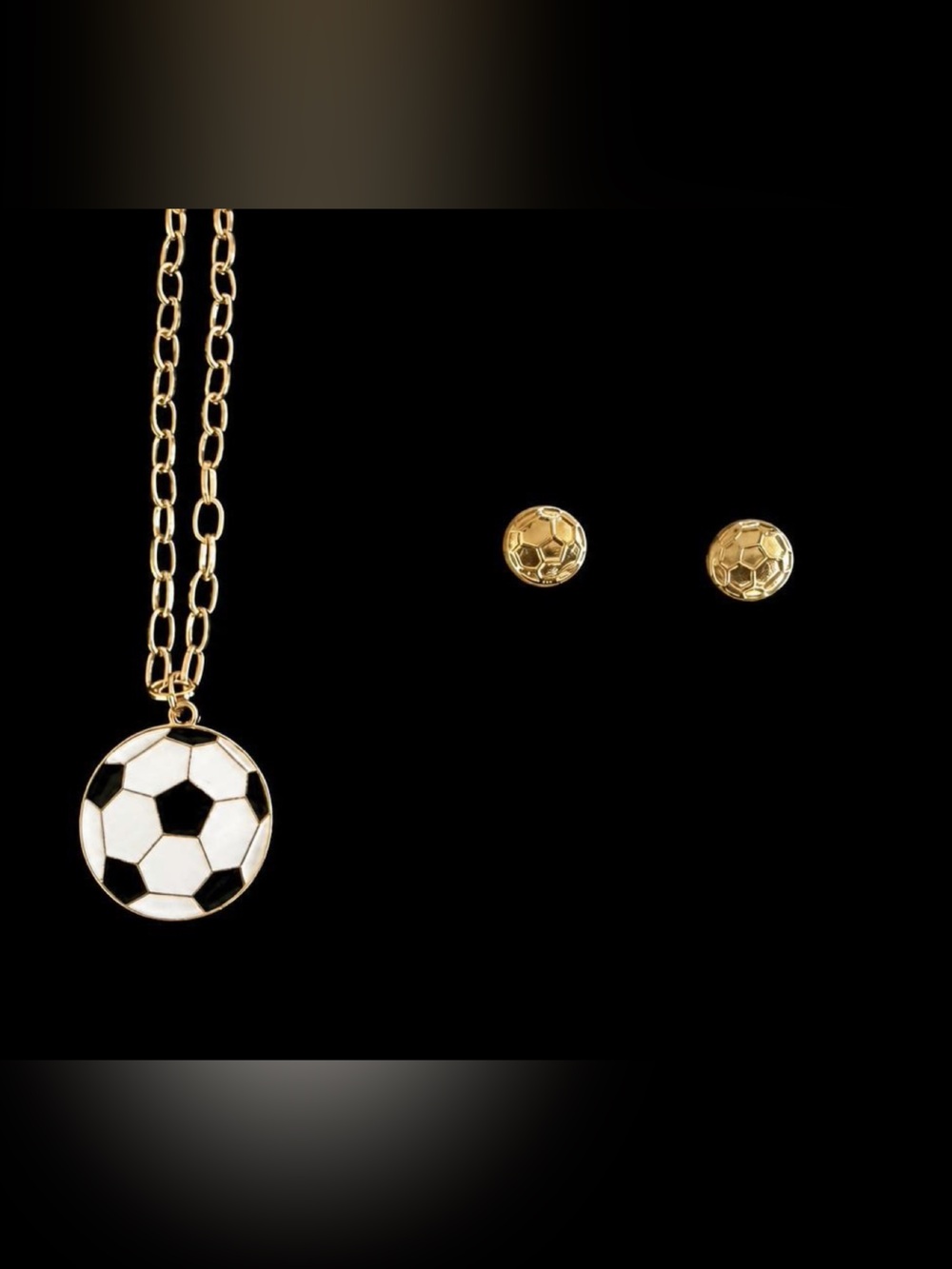 NWT Gold Soccer Pendant Necklace and Stud Earrings - Women's Jewelry